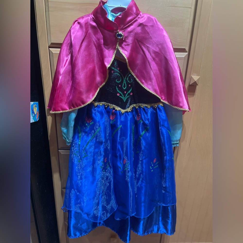 Kids Ana from Frozen  Costume - Pink and Blue, gloves, tiara and hair piece.